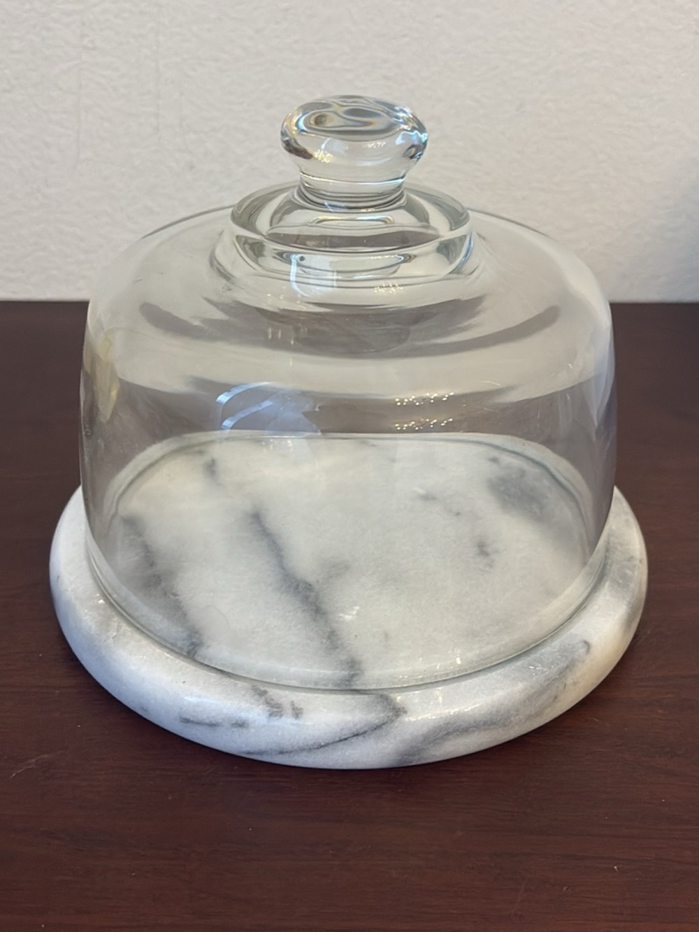 Glass Dome Cheese Cloche with Marble Base - Clear Glass & White Marble
